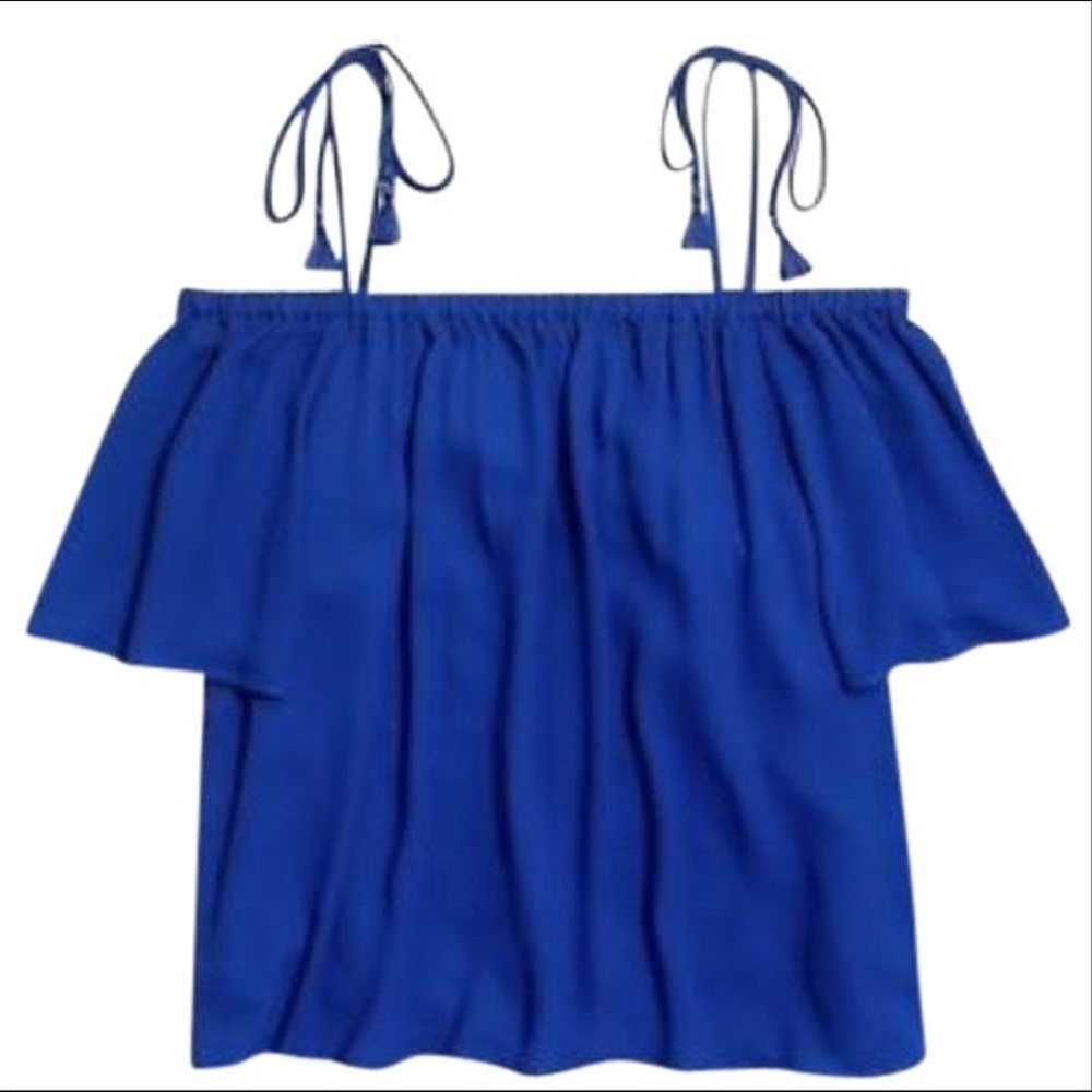 J.CREW Cobalt Could Shoulder Tassel Top ❤️